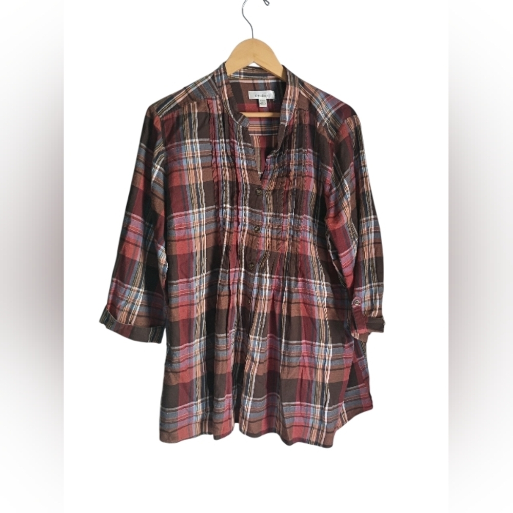 Dressbarn Button Up Plaid Top Size Women 18/20